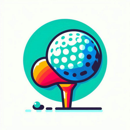 Golf ball on tee vector icon. Vector illustration of golf ball on tee.のイラスト素材