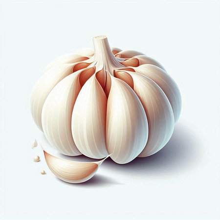 Garlic on a white background. Vector illustration for your design.のイラスト素材