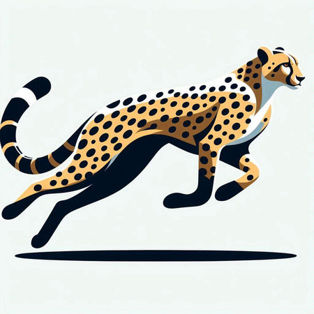 Cheetah running in the style of a flat design. Vector illustration.のイラスト素材