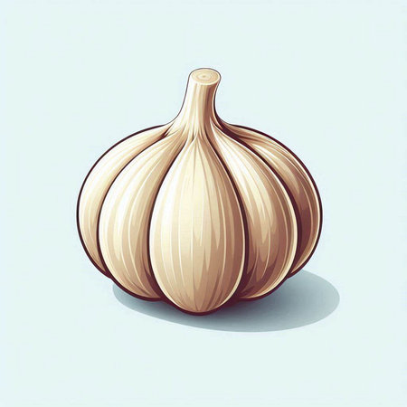 Garlic on a blue background. Vector illustration for your design.のイラスト素材