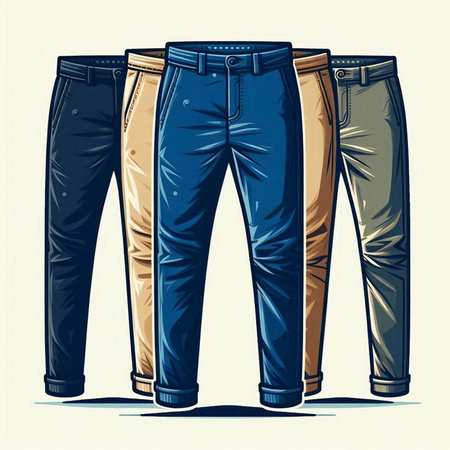 Vector illustration of a pair of jeans in blue and beige colorsのイラスト素材