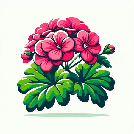 Geranium vector illustration, isolated on white background. Vector illustration.のイラスト素材