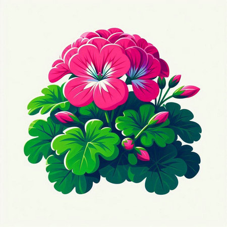 Geranium flowers isolated on white background. Hand drawn vector illustration.のイラスト素材