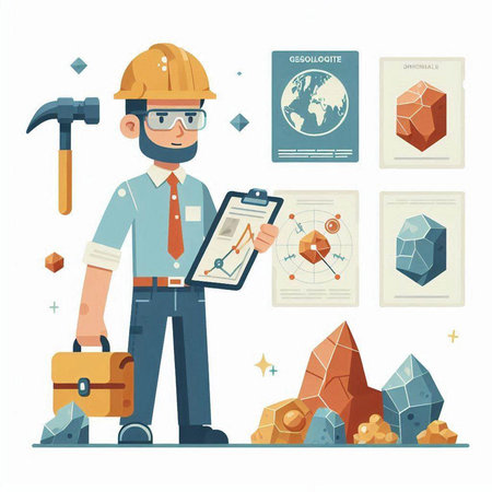 Architect, engineer, miner, foreman. Vector illustration in cartoon styleのイラスト素材