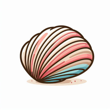 Colorful seashell isolated on white background. Vector hand drawn illustration.のイラスト素材