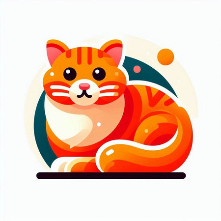 Cute red cat sitting on a white background. Vector illustration.のイラスト素材