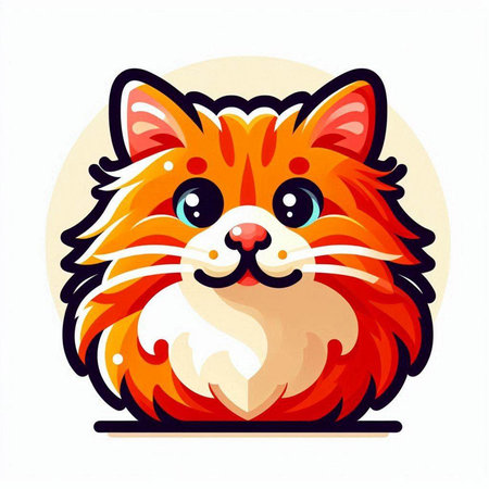 Cute red cat isolated on white background. Vector cartoon illustration.のイラスト素材