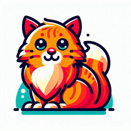 Cute cartoon orange cat on a white background. Vector illustration.のイラスト素材