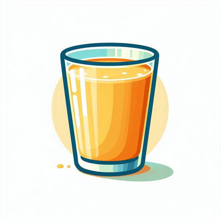 Orange juice in a glass on a white background. Vector illustration.のイラスト素材