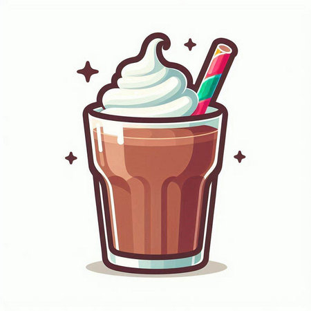 Illustration of a glass of hot chocolate with whipped cream and a strawのイラスト素材