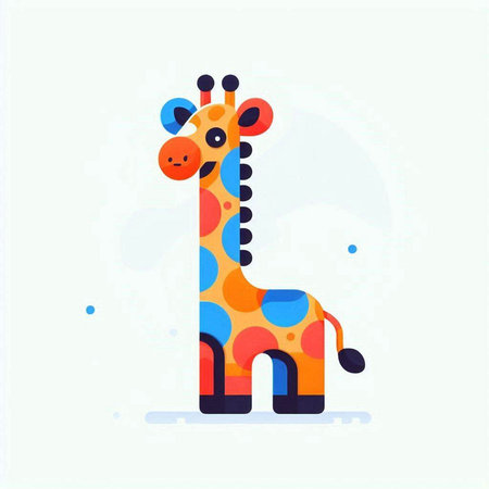 Cute cartoon giraffe. Colorful vector illustration on white background.のイラスト素材