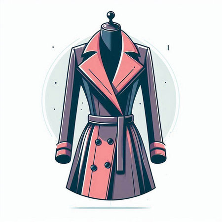 Stylish coat on a mannequin in retro style. Vector illustration.のイラスト素材