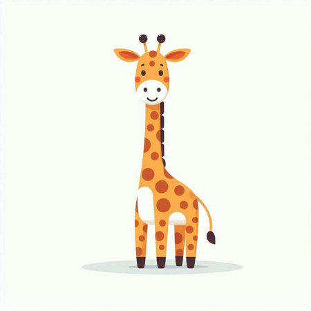 Giraffe. Cute cartoon animal isolated on white background. Vector illustration.のイラスト素材