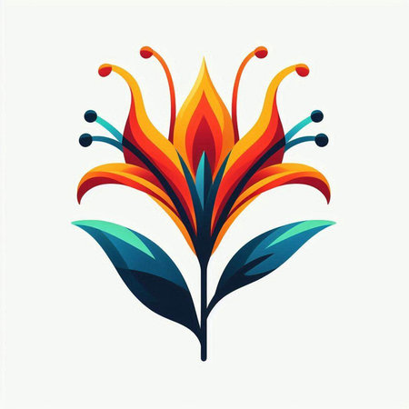 Colorful lily flower isolated on white background. Vector illustration.のイラスト素材