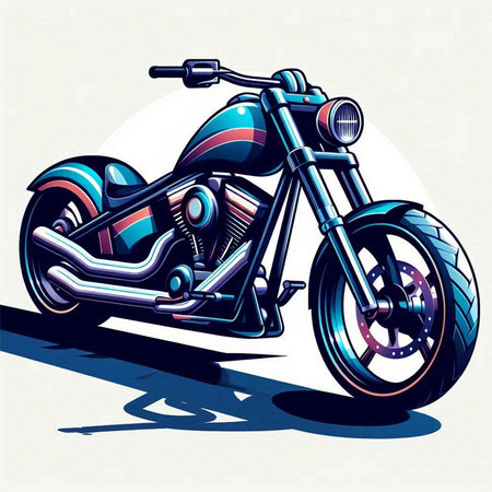 Vector illustration of a custom chopper motorcycle on a white background.のイラスト素材