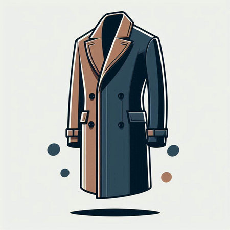 Illustration of a coat in retro style on a white background.のイラスト素材
