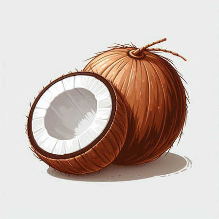 Coconut on the white background. Vector illustration of coconut.のイラスト素材