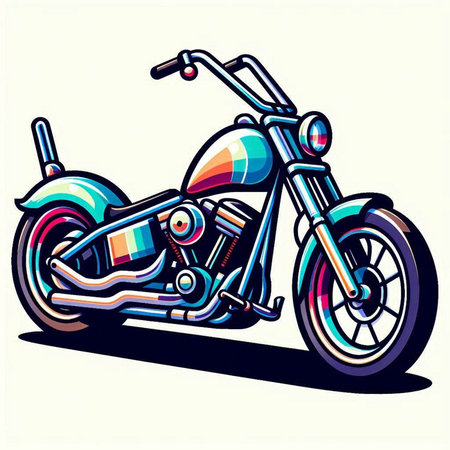 Vector illustration of a retro chopper motorcycle on a white background.のイラスト素材