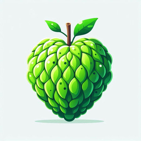 Custard apple fruit vector illustration, isolated on white background.のイラスト素材