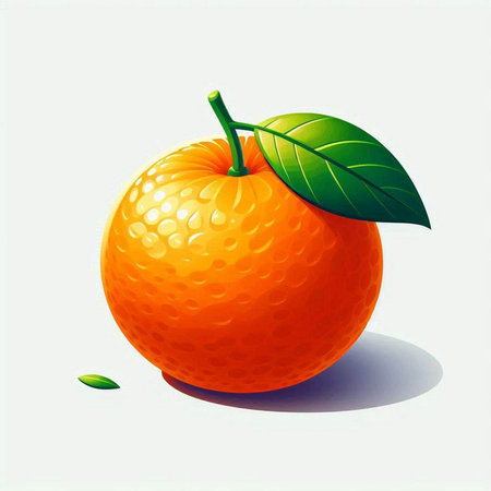 Orange fruit with leaf on white background. Vector illustration. Eps 10.のイラスト素材