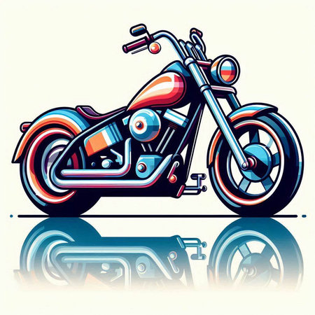 Motorcycle with reflection on white background, vector illustration eps10のイラスト素材