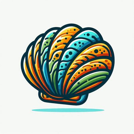 Sea shell. Colorful vector illustration isolated on a white background.のイラスト素材