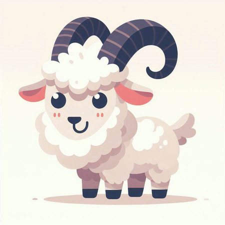 Cute cartoon sheep. Vector illustration in a flat style on a white background.のイラスト素材