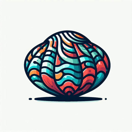 Hand drawn colorful seashell. Vector illustration isolated on white background.のイラスト素材