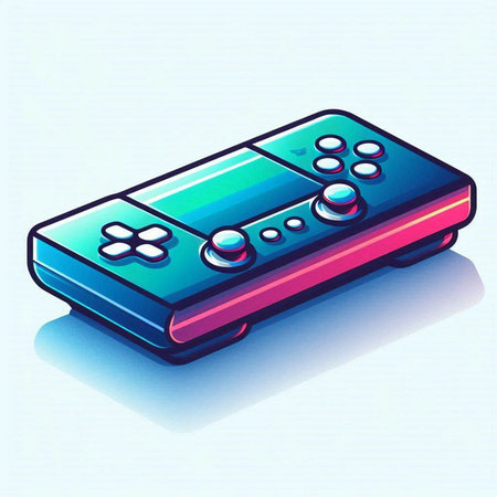 Retro videogame controller. Isolated on blue background. Vector illustration.のイラスト素材