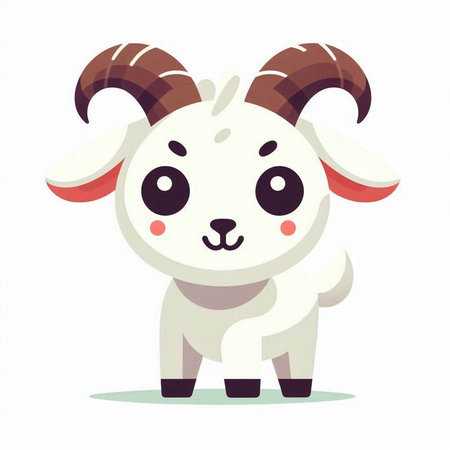 Cute cartoon goat isolated on a white background. Vector illustration.のイラスト素材