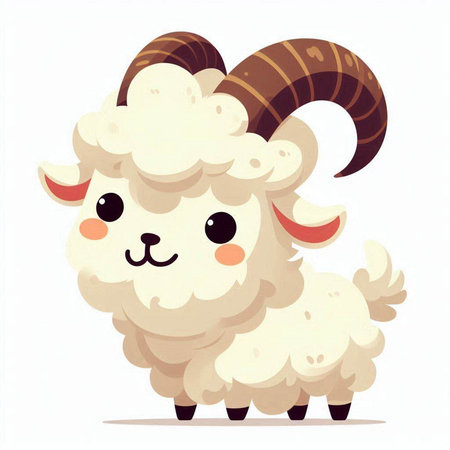 Cute cartoon sheep. Vector illustration isolated on a white background.のイラスト素材