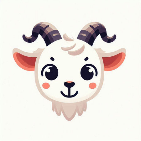 Cute cartoon goat. Vector illustration in a flat style on a white background.のイラスト素材