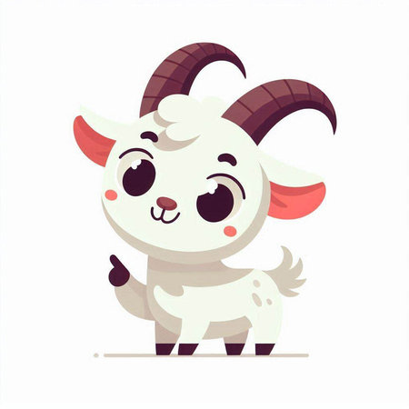 Cute cartoon goat. Vector illustration isolated on a white background.のイラスト素材