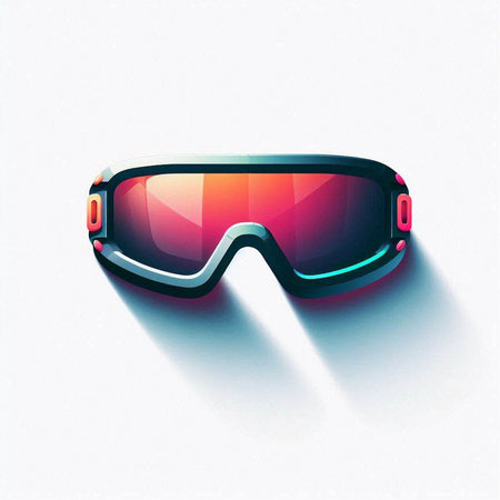 Ski goggles with shadow isolated on white background. Vector illustration.のイラスト素材