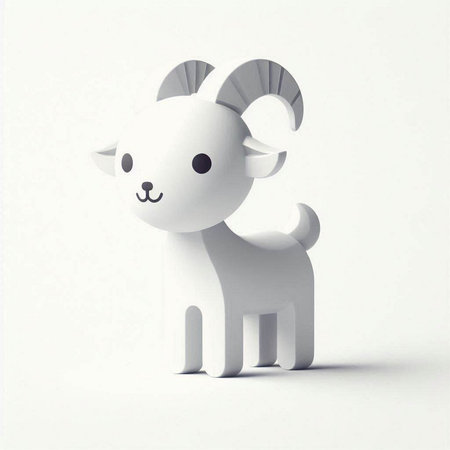 Paper sheep on a white background. 3d illustration. Paper craft.のイラスト素材