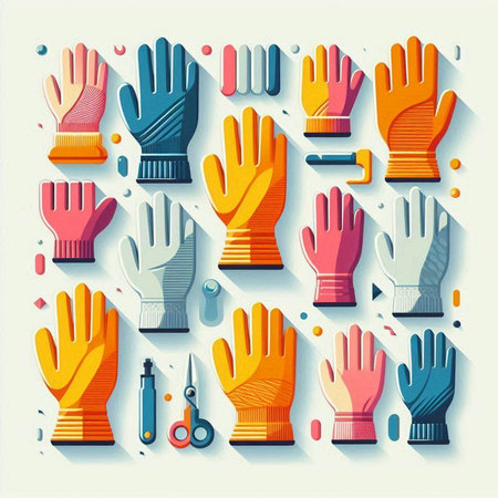 Gloves icons set. Flat illustration of 16 gloves icons for webのイラスト素材