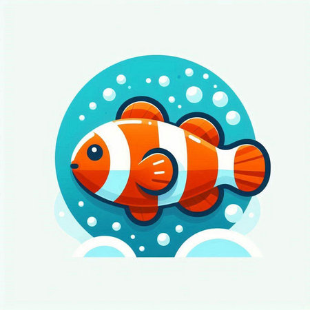 Clown fish in the sea vector illustration. Cute cartoon characterのイラスト素材