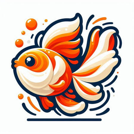 Vector illustration of a goldfish in the form of a circle.のイラスト素材