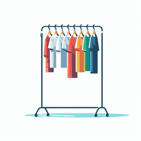 Clothes hanging on a hanger. Vector illustration in flat styleのイラスト素材