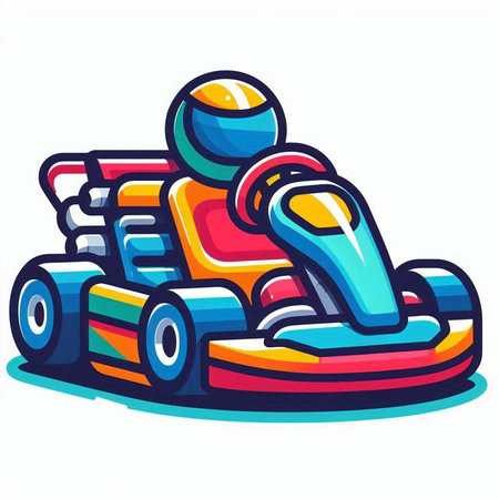 Cartoon karting car isolated on white background. Vector illustration.のイラスト素材