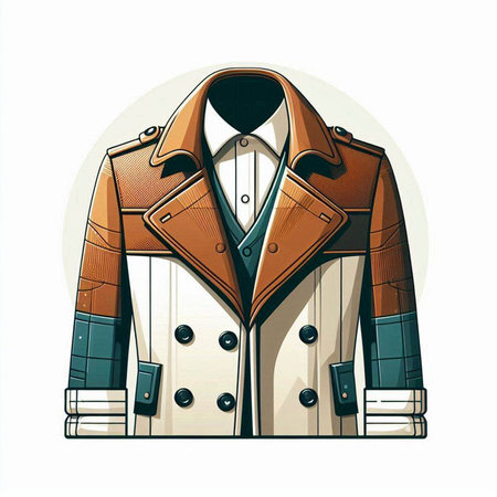 Vector illustration of a coat with a collar and a jacket on a white backgroundのイラスト素材