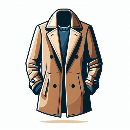 Vector illustration of a beige coat with a hood on a white backgroundのイラスト素材