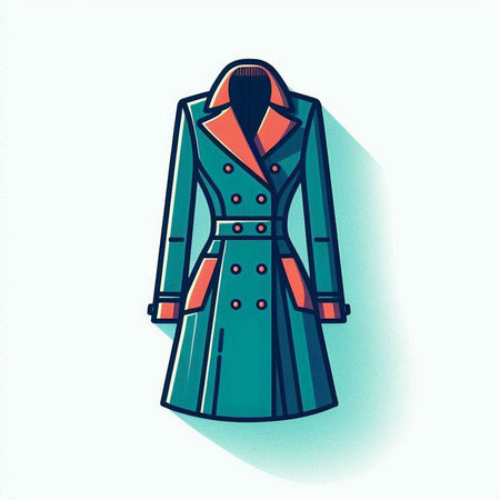Vector illustration of a coat in retro style. Isolated on white background.のイラスト素材