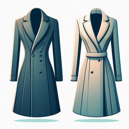 Fashionable women's coat in retro style. Vector illustration.のイラスト素材