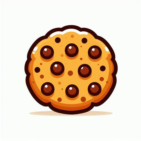 Chocolate chip cookie isolated on a white background. Vector illustration.のイラスト素材