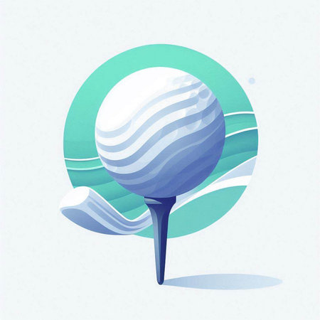 Golf ball on a tee. Vector illustration of a golf club.のイラスト素材