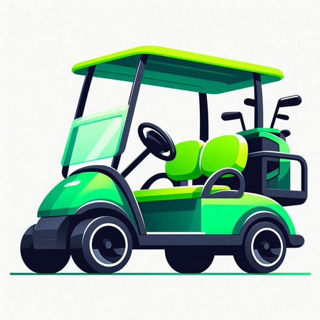 Green golf cart on a white background. Vector illustration. EPS 10のイラスト素材