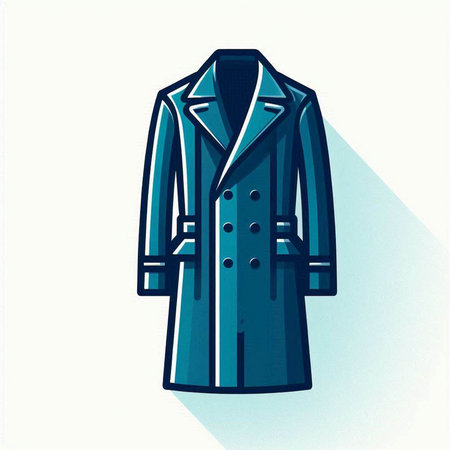 Stylish coat with long shadow on white background. Vector illustration.のイラスト素材
