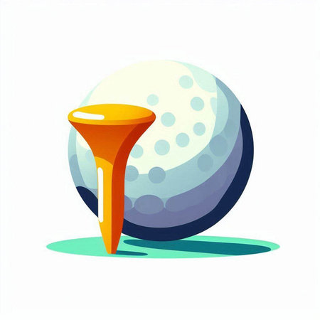 Golf ball with tee on a white background. Vector illustration.のイラスト素材