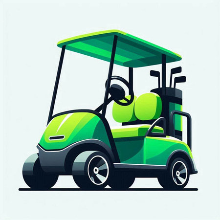 Golf cart vector illustration in cartoon style. Green sport car.のイラスト素材